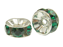 5mm Swarovski Rhinestone Rondelles Silver Plated Emerald Bulk Pack of 144