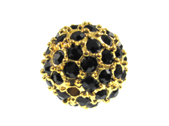 10mm Crystal Jet Pave Bead - Gold plated