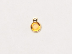 Topaz - Swarovski Crystal <b><font color="FFFF00">Gold Plated</font></b> Birthstone Channel Charms, 6.6 x 4.6mm