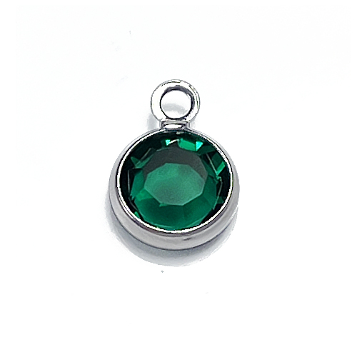Emerald - PRECIOSA Crystal <b>Silver Plated</b> Birthstone Channel Charms - Emerald