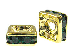 Emerald: 6mm Gold Plated Finish Squaredelle - Swarovski 