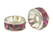 5mm Swarovski Rhinestone Rondelles Silver Plated Fuchsia