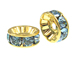 8mm Swarovski Rhinestone Rondelles Gold Plated Aquamarine Bulk Pack of 144