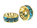 8mm Swarovski Rhinestone Rondelles Gold Plated Blue Zircon Bulk Pack of 144