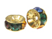 6mm Swarovski Rhinestone Rondelles Gold Plated Dark Multi