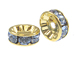 8mm Swarovski Rhinestone Rondelles Gold Plated Light Sapphire