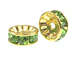 8mm Swarovski Rhinestone Rondelles Gold Plated Peridot