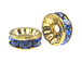 8mm Swarovski Rhinestone Rondelles Gold Plated Sapphire