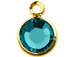 Blue Zircon - Swarovski Crystal <font color="FFFF00">Gold Plated</font> Birthstone Channel Charms, 12 x 9mm