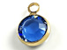 Sapphire - Swarovski Crystal <font color="FFFF00">Gold Plated</font> Birthstone Channel Charms, 12 x 9mm