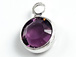 Swarovski or PRECIOSA Crystal <b>Silver Plated</b> Birthstone Channel Charms - Amethyst