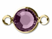 Amethyst- Swarovski Crystal <font color="FFFF00">Gold Plated</font> Birthstone Channel Links, 15 x 9mm