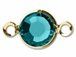 Blue Zircon - Swarovski Crystal <font color="FFFF00">Gold Plated</font> Birthstone Channel Links, 15 x 9mm