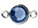 Sapphire - Swarovski Crystal <b>Silver Plated</b> Birthstone Channel Links, 15 x 9mm