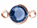 Swarovski/Preciosa Crystal Rose Gold Plated Birthstone Channel Links or Connectors - Sapphire