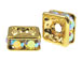 Crystal AB: 6mm Gold Plated Finish Squaredelle - Swarovski