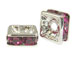 Fuchsia: 8mm Sterling Silver Plated Finish Squaredelle - Swarovski 