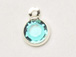 Blue Zircon - Swarovski Crystal <b>Silver Plated</b> Birthstone Channel Charms, 6.6 x 4.6mm