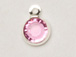 Rose - Swarovski Crystal <b>Silver Plated</b> Birthstone Channel Charms, 6.6 x 4.6mm