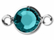 Blue Zircon - Swarovski Crystal <b>Silver Plated</b> Birthstone Channel Connectors, 8.6 x 4.6mm