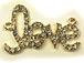 22mm Rhinestone "LOVE" Charm - Gold Tone