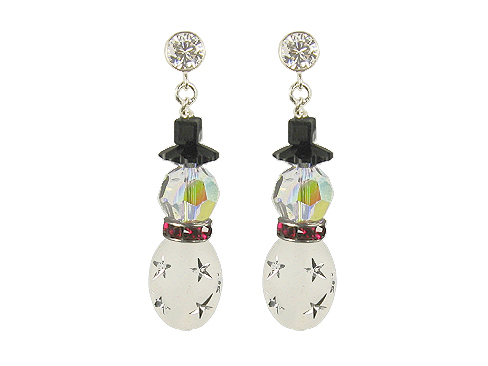 Silver Starburst Snowman Earrings