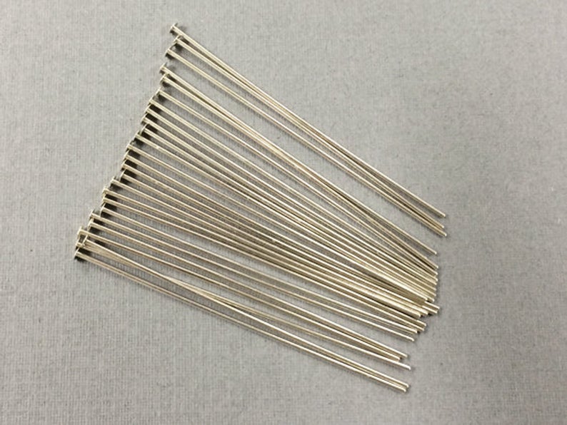 Sterling Silver Flat Head Pins, T Pins - 27Ga - 2 inch (50pcs).