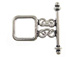 13.5mm 2-Strand Bali Silver Square2-Ring Toggle Clasp  