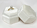 Proposal Ring Box Velvet Vintage Handmade Bride' s Ring Bearer Box, Ivory Color, Hexagon, hold 1 Ring