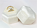 Proposal Ring Box Velvet Vintage Handmade Bride' s Ring Bearer Box, Ivory Color, Hexagon, hold 2 Rings