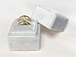 Proposal Ring Box Velvet Vintage Handmade Bride' s Ring Bearer Box, Silver Grey Color, Square, hold 2 Rings