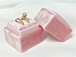 Proposal Ring Box Velvet Vintage Handmade Bride' s Ring Bearer Box, Rose Pink Color, Square, hold 2 Rings