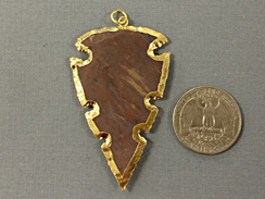 Arrowhead Jasper , Gold Plated Edged, Hand made Pendant 2.25 Inch Approx