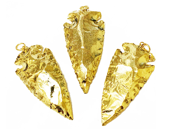 Gold Jasper Arrowhead, Gold Plated, Hand made Pendant 1-1.5 inch Approx, Gold Arrow head Pendant