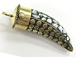 Tibetan Horn Pendant Mother of Pearl Inlay Gold Brass Plated - AP100-MOP