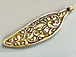 Carved Antique Bone Feather Pendant Ornate Gold Frame - AP452-G