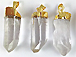 Crystal Quartz Point Pendant with Electroplated Gold cap - DP5-CRY-G