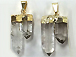 Double Crystal Quartz Point Pendant with Gold Cap - DP6-CRY-G
