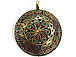 Tibetan Large Pendant Turquoise Coral Inlay Gold Plated on Brass - TP11