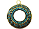 Tibetan Pendant Turquoise Inlay 1.5-inch Gold Brass Plated - TP16T