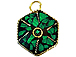 Tibetan Drop Pendant Green Malachite 1.75-inch Gold Brass Plated - TP18-Green