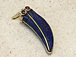  Tibetan Horn Pendant, Lapis Mosiac Inlay, 1.5-inch, Small Amulet pendant