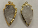 Arrowhead Crystal Quartz Pendant, Gold Plated Edged, Hand made Pendant 1.5 inch Approx