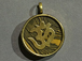Tibetan Om Ohm Pendant, Turquoise Om Ohm Pendant, Brass and Tigereye Inlay, Yoga Pendant, Gold Ohm Om Pendant