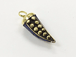 Tibetan Horn Tusk tooth Pendant Lapis Inlaid with brass dots and gold cap - TP100-LA