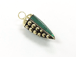Tibetan Horn Tusk tooth Pendant Malachite Inlaid with brass dots and gold cap - TP100-ML