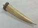 Bone Horn Tusk Tooth Amulet Pendant with Silver tone cap Antique Ivory Finish Extra Large 4-inch