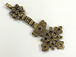 Brass Ethiopian Cross Pendant 3.25-inch  Flower Design on Top - TP142