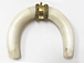 Crescent White/Creamish Bone Pendant with gold tone Center Ring Loop