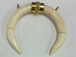 Double Bone White color Pendant  with gold tone band and loops,  *New Model*